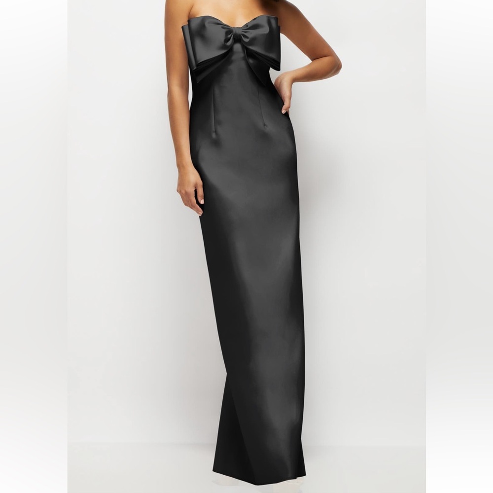 Alfred Sung Black Bow Satin Twill Gown